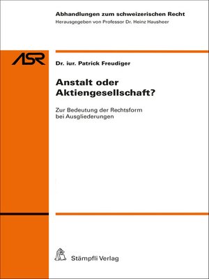 cover image of Anstalt oder Aktiengesellschaft?